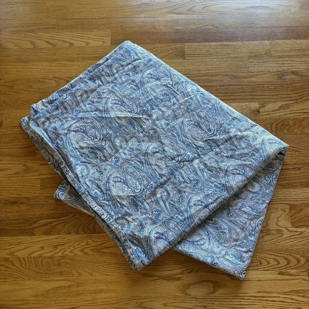 Lauren Ralph Lauren Blue White Paisley Full Flat Sheet Cotton French Country